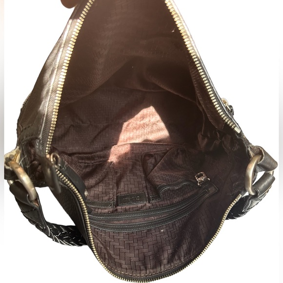 Cole Haan Black Pebble Leather Large Zip Top Tote With Silver Finish - Picture 4 of 14